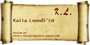 Kalla Leonárd névjegykártya