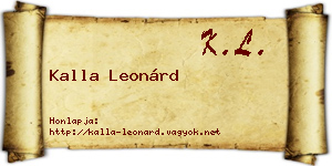 Kalla Leonárd névjegykártya